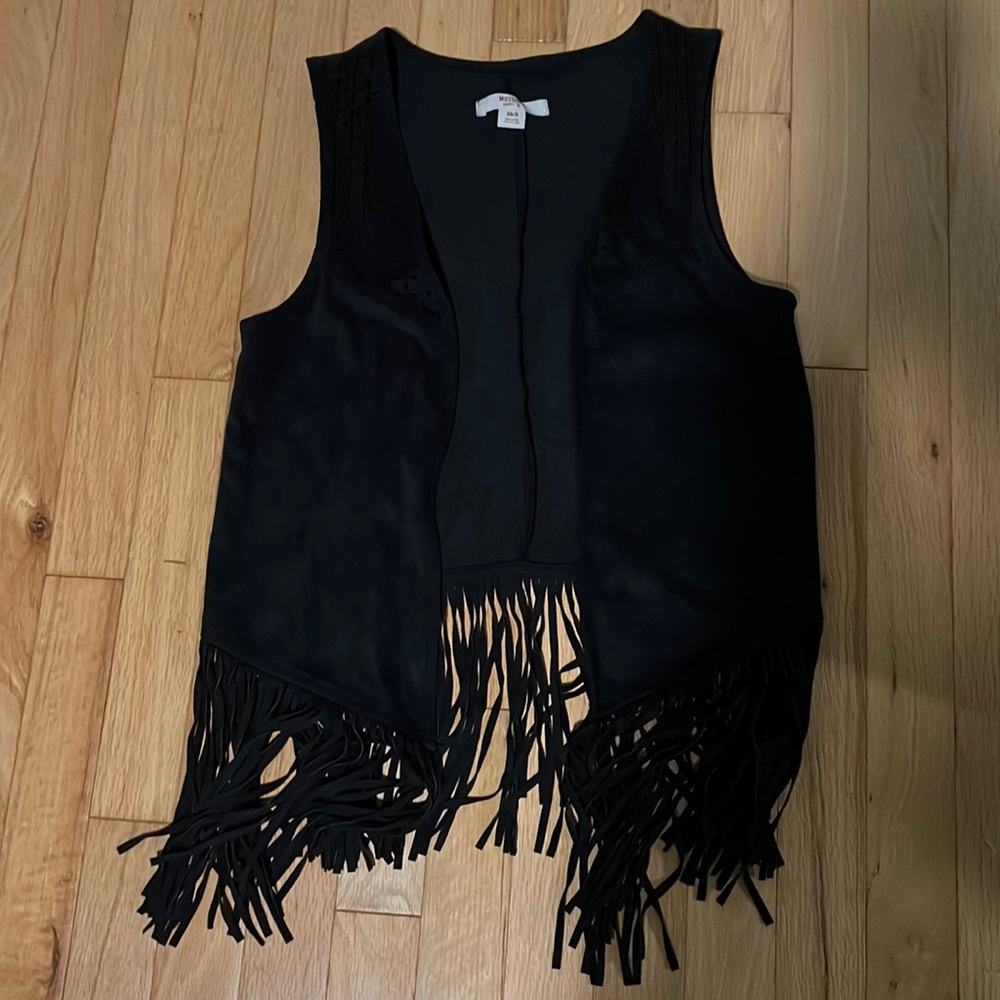 Suede-like fringe vest